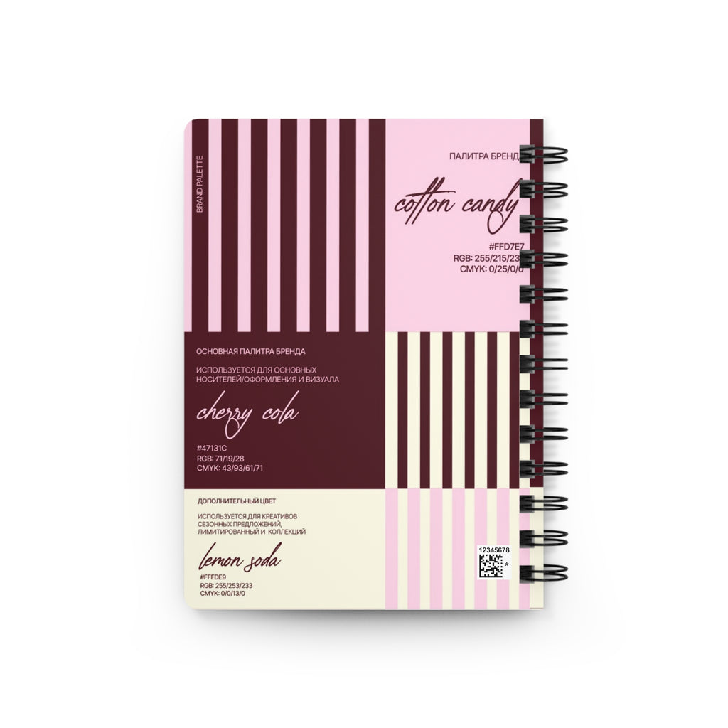 Cotton Candy Stripes Spiral Journal — Pink & Cherry Cola Graphic Notebook