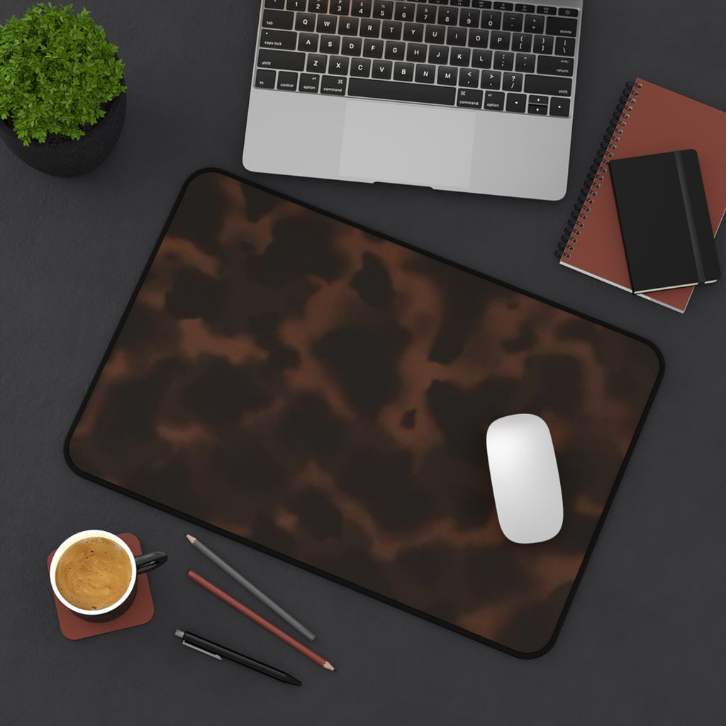 Tortoiseshell Desk Mat – Brown Marble Pattern Mouse Pad for Home Office