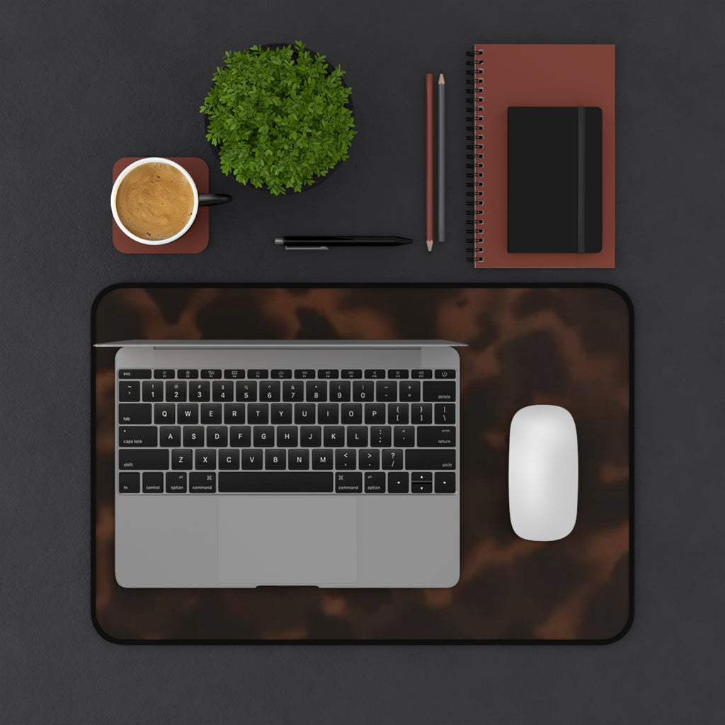 Tortoiseshell Desk Mat – Brown Marble Pattern Mouse Pad for Home Office