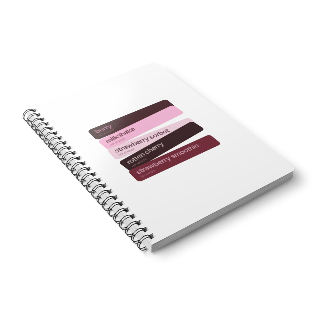 A5 Spiral Notebook — Strawberry & Berry Color Palette Design, Lined Journal