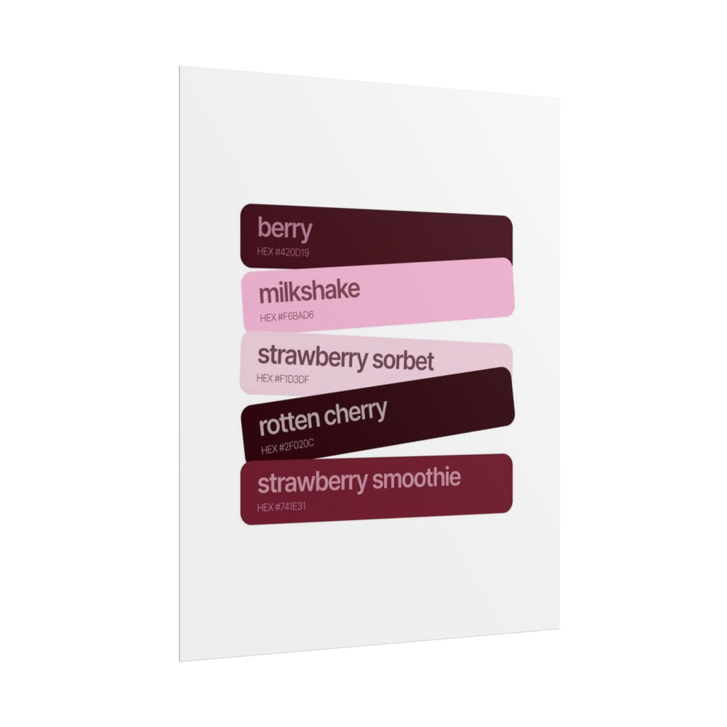 Strawberry Shades Rolled Poster — Pink & Berry Color Swatch Art