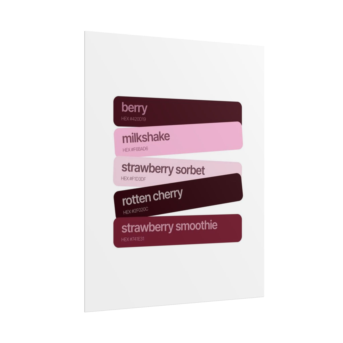 Strawberry Shades Rolled Poster — Pink & Berry Color Swatch Art