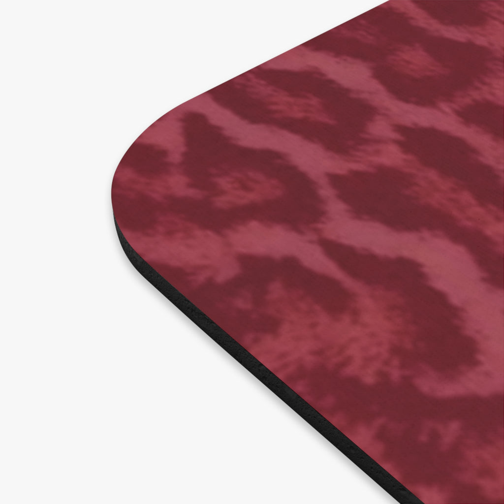 Black Panther Floral Rectangle Mouse Pad — Burgundy Leopard Print Desk Mat