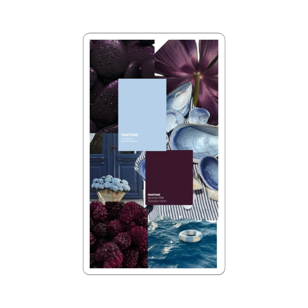 Aesthetic Blue & Plum Collage Sticker