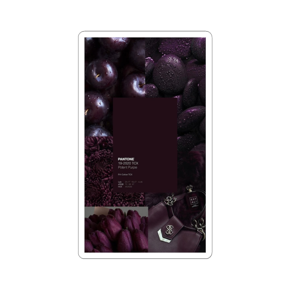 Deep Plum Pantone Collage Kiss-Cut Sticker