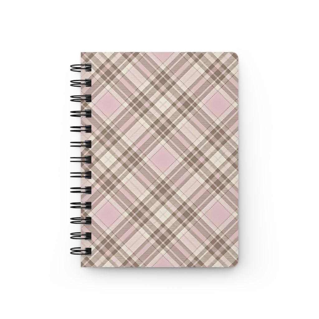 Pink Taupe Plaid Spiral Notebook — Cute Everyday Journal