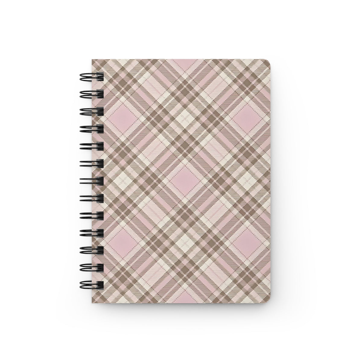Pink Taupe Plaid Spiral Notebook — Cute Everyday Journal