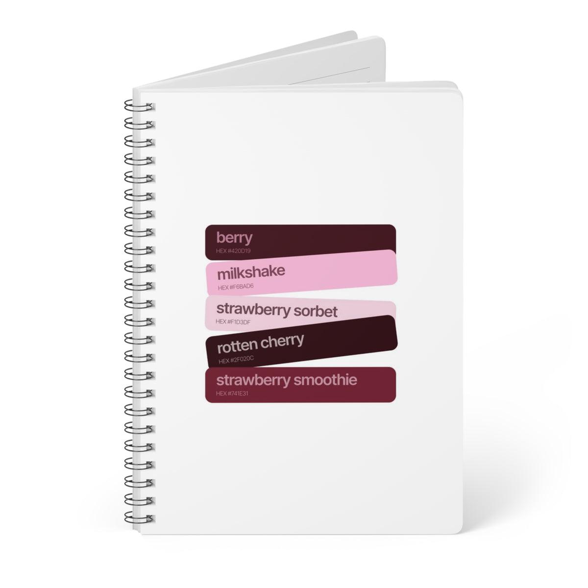 A5 Spiral Notebook — Strawberry & Berry Color Palette Design, Lined Journal
