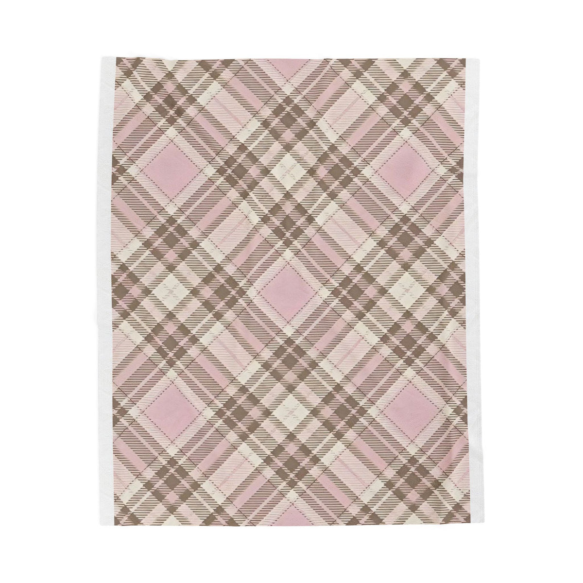 Pink Plaid Velveteen Plush Blanket — Soft Cozy Throw for Nursery, Home & Gifts