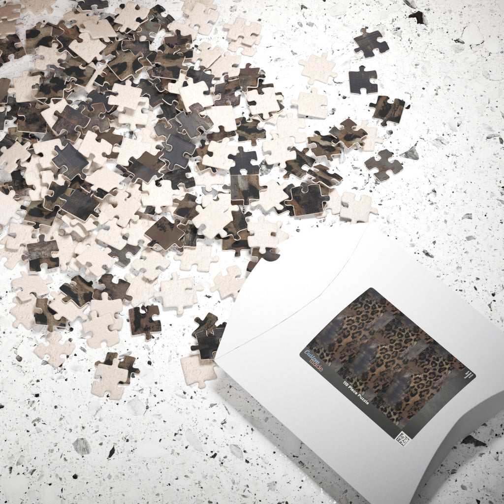 Leopard Print and Gray Paint Jigsaw Puzzle