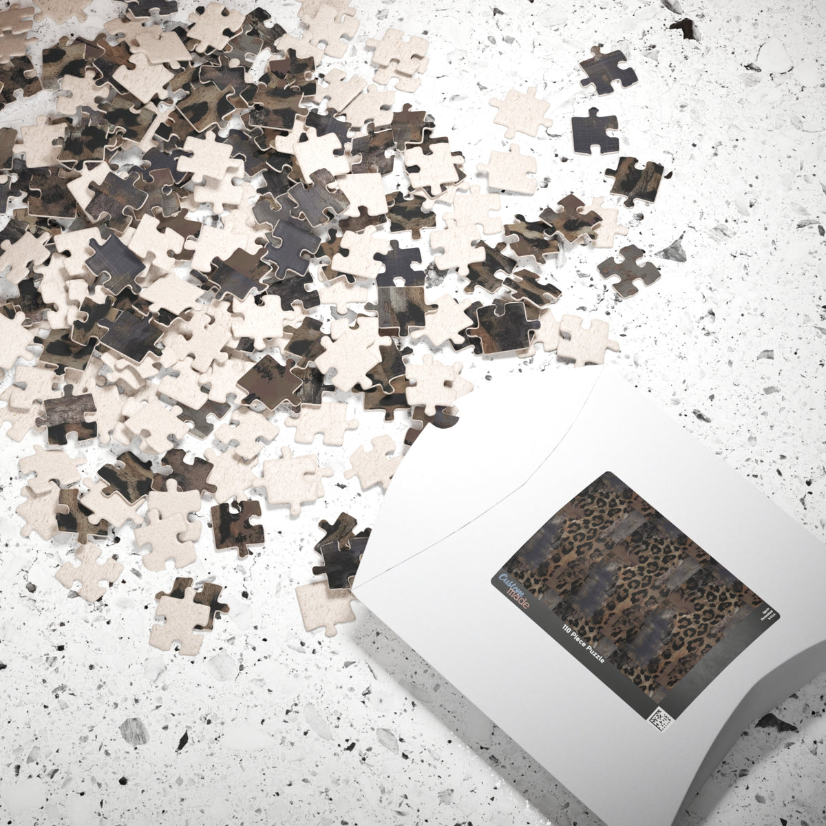 Leopard Print and Gray Paint Jigsaw Puzzle