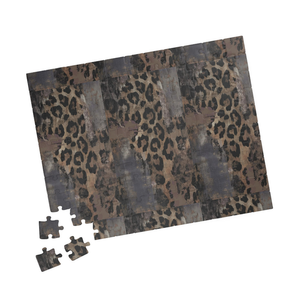 Leopard Print and Gray Paint Jigsaw Puzzle
