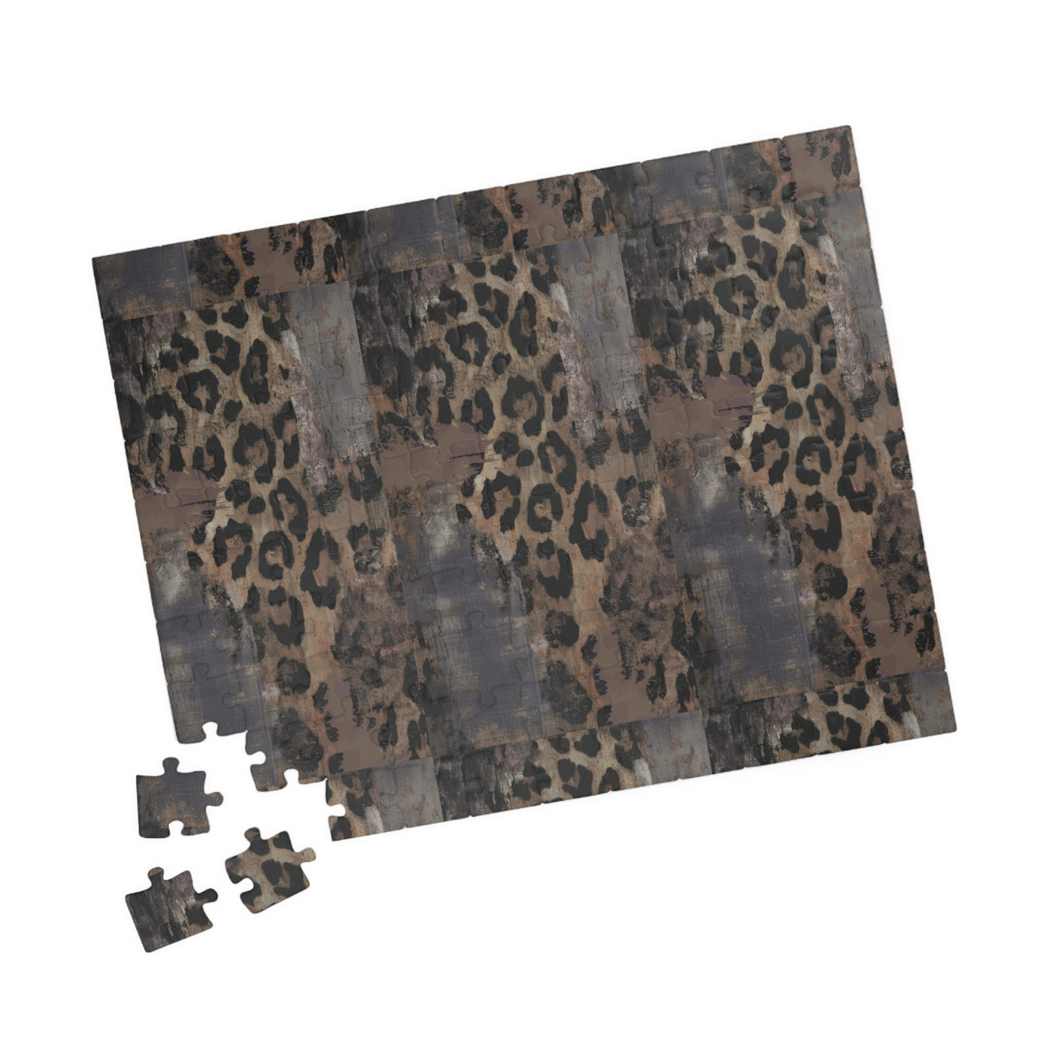 Leopard Print and Gray Paint Jigsaw Puzzle