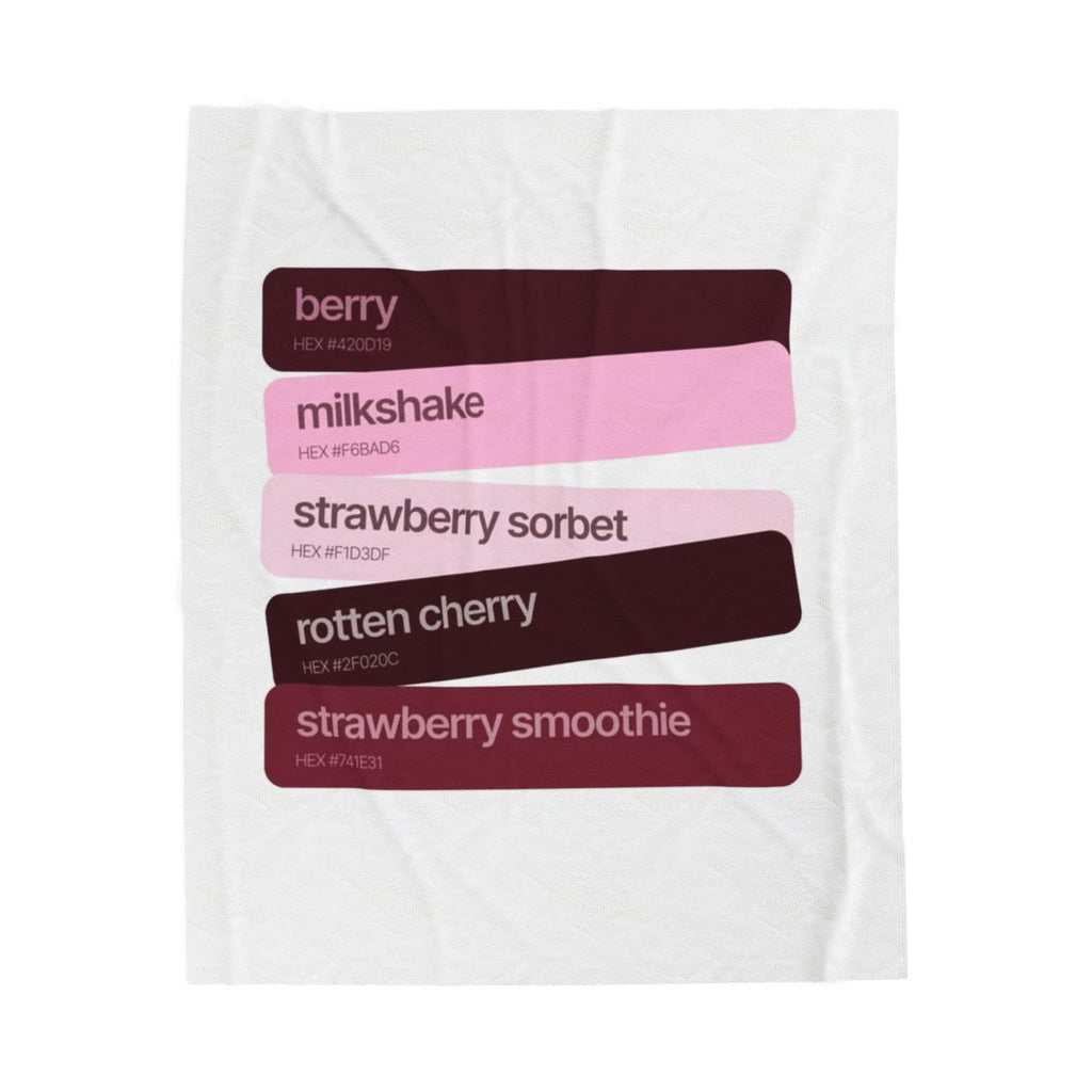 Strawberry Shades Velveteen Plush Blanket — Berry Milkshake Color Palette Throw