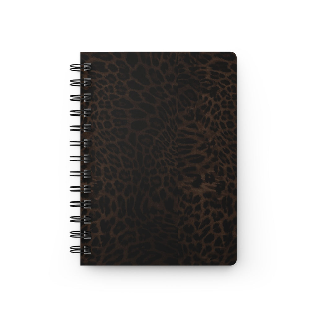 Leopard Print Spiral Notebook — Dark Brown Animal Pattern Journal