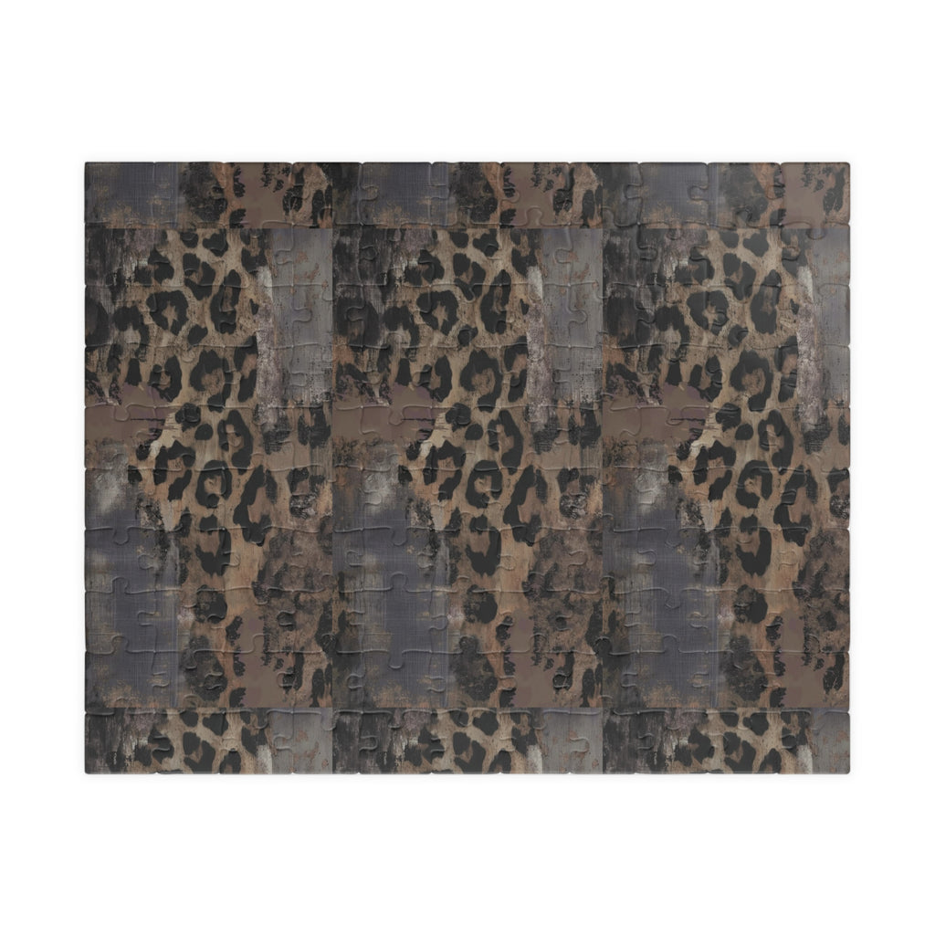Leopard Print and Gray Paint Jigsaw Puzzle