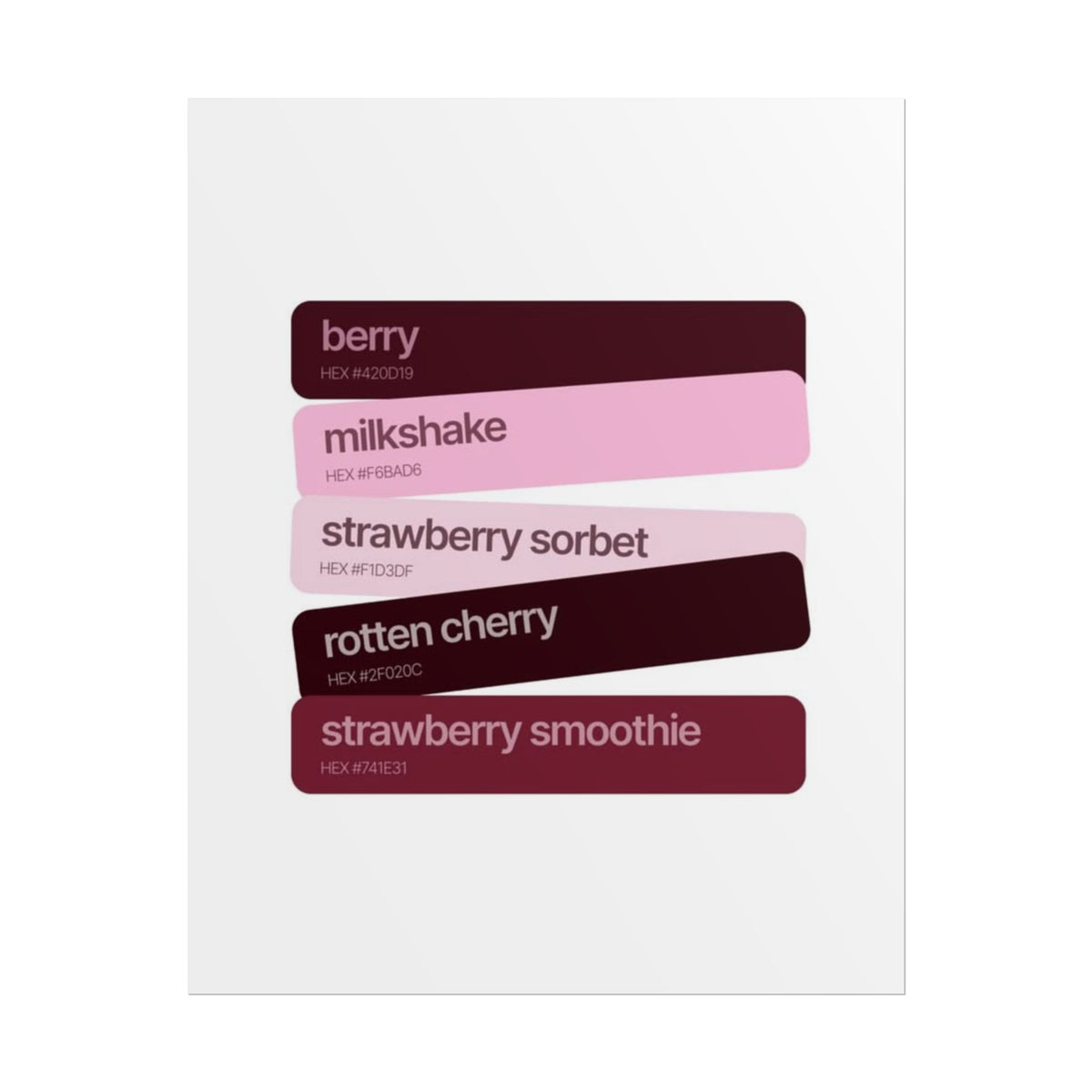 Strawberry Shades Rolled Poster — Pink & Berry Color Swatch Art