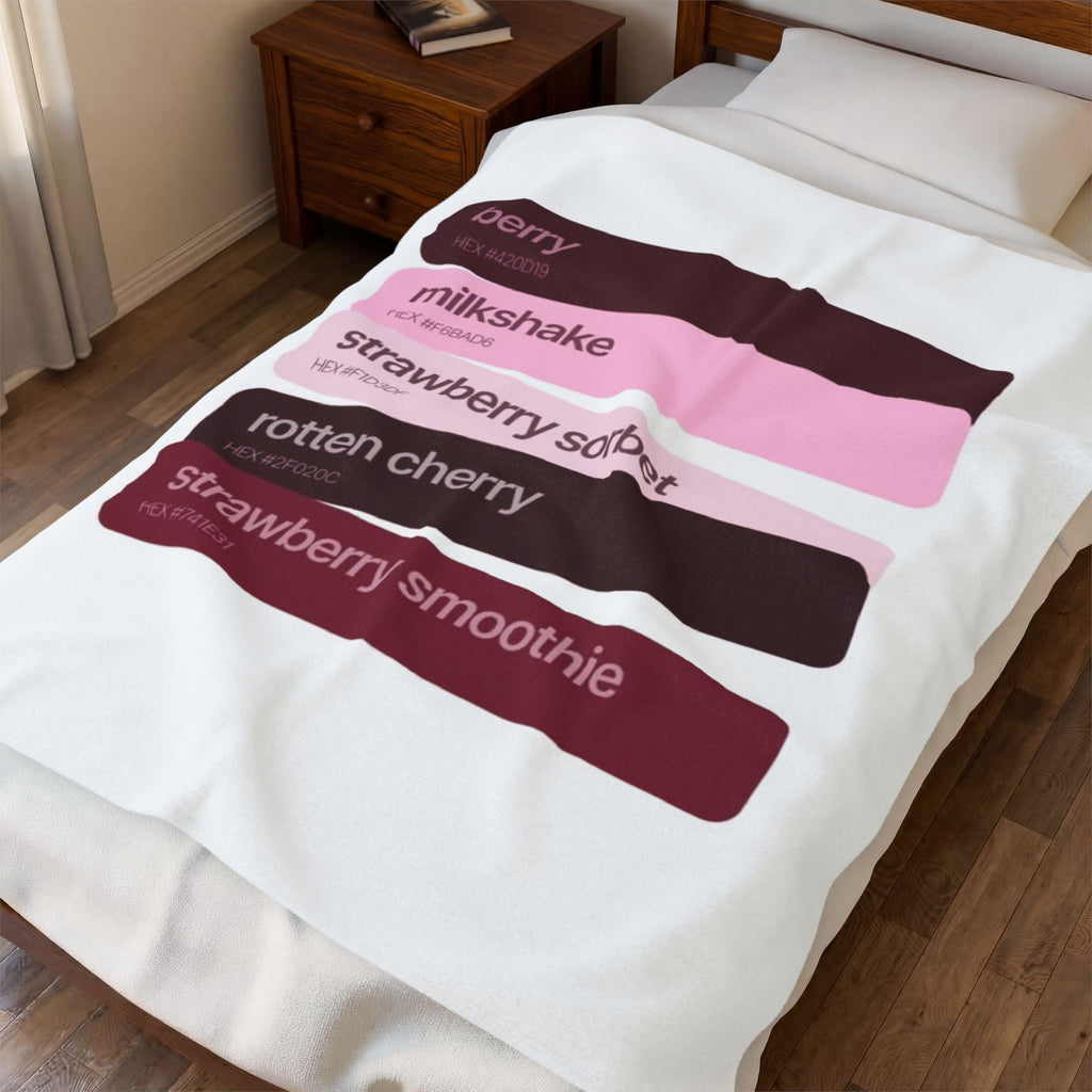 Strawberry Shades Velveteen Plush Blanket — Berry Milkshake Color Palette Throw