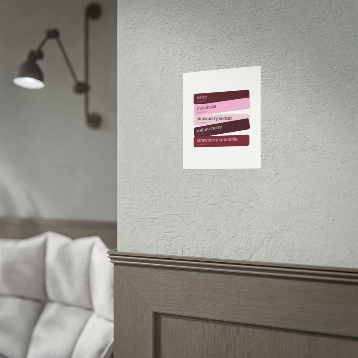 Strawberry Shades Rolled Poster — Pink & Berry Color Swatch Art