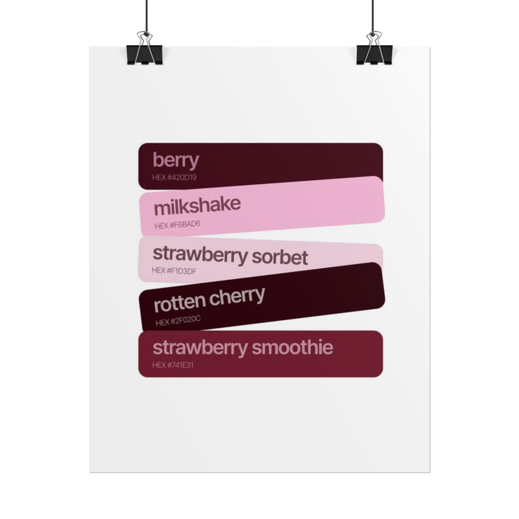 Strawberry Shades Rolled Poster — Pink & Berry Color Swatch Art
