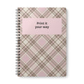 Wirobound Softcover Notebook, A5 Customizable Pink and Brown Plaid