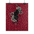 Panther Floral Art Poster — Red Leopard Print Wall Art