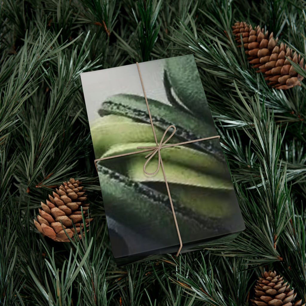 Macaron Pattern Gift Wrap Paper — Green Wrapping Roll