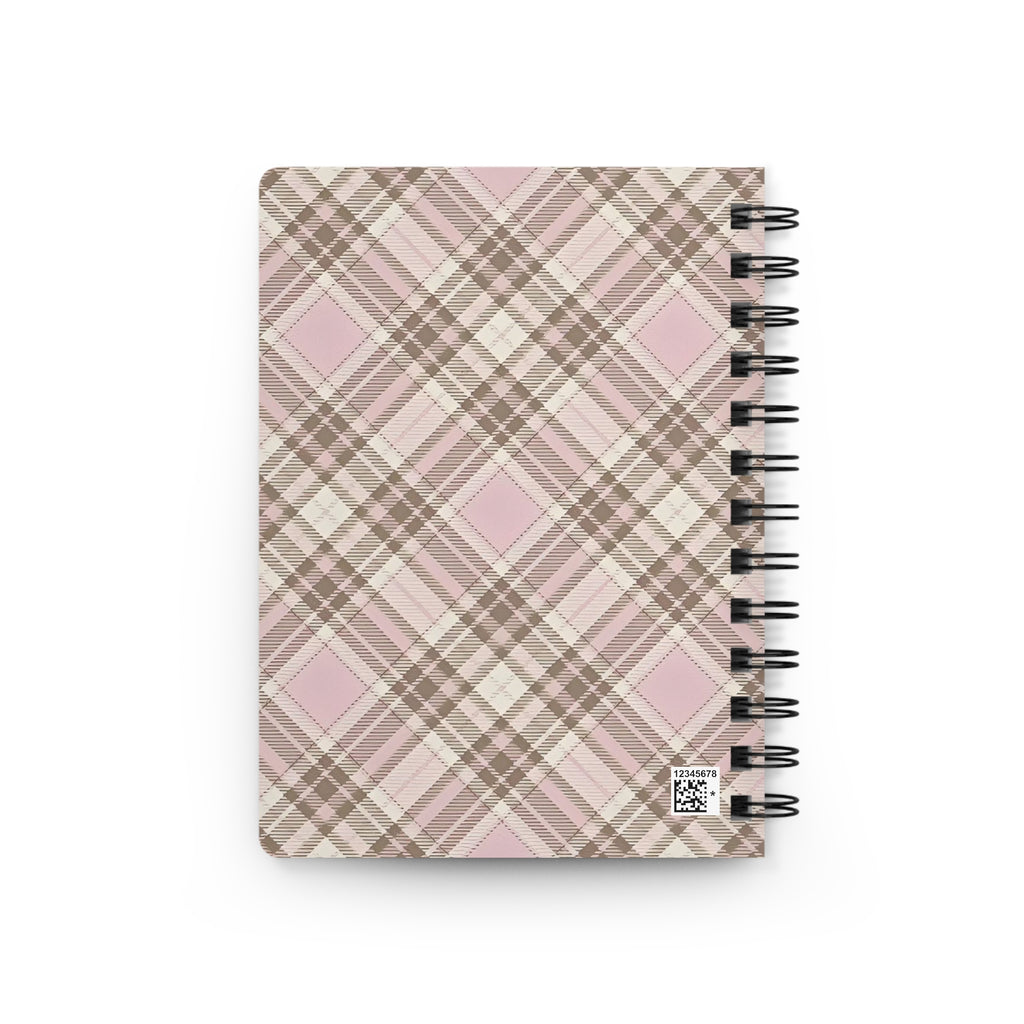 Pink Taupe Plaid Spiral Notebook — Cute Everyday Journal