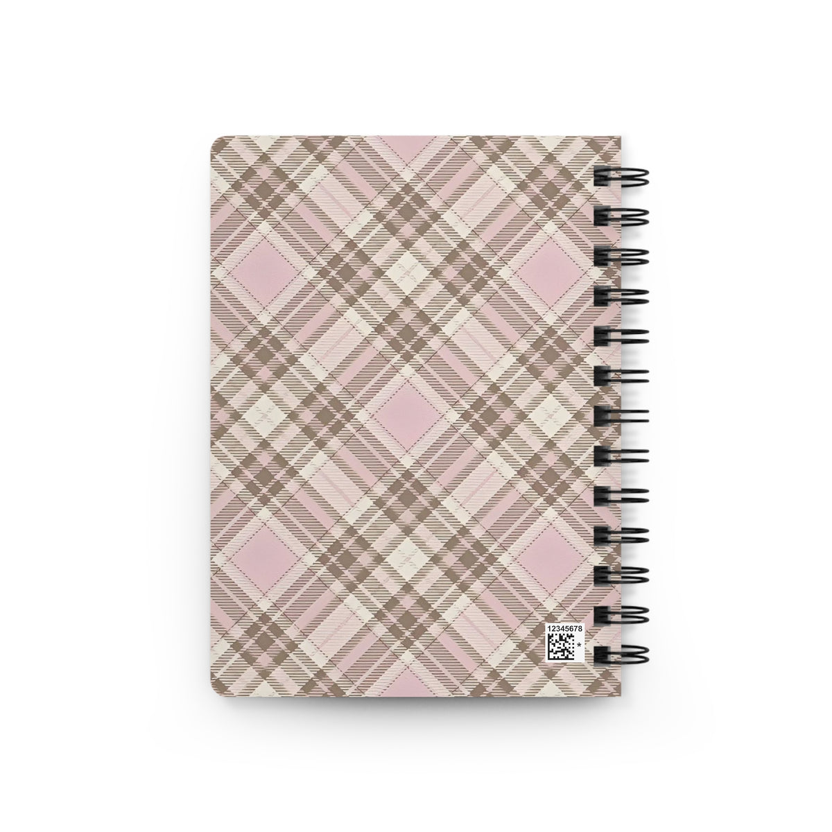 Pink Taupe Plaid Spiral Notebook — Cute Everyday Journal