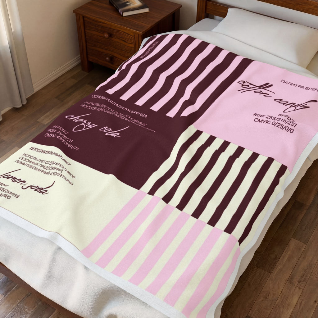 Cotton Candy Velveteen Plush Blanket – Pink Stripe Patchwork Throw